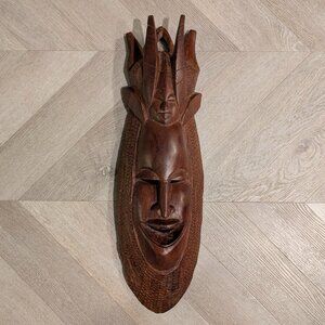 African Tribal Mask Hand Carved Wall Art 21"